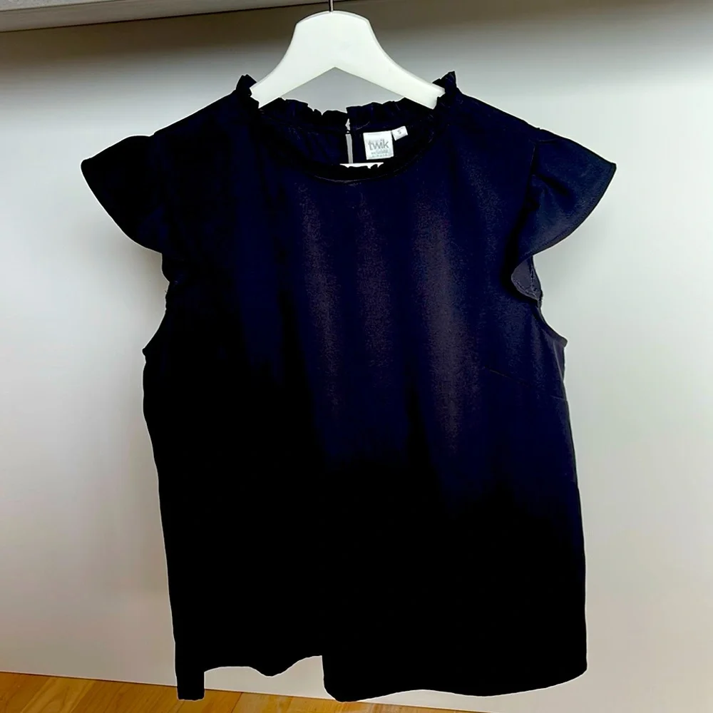 Puff Sleeve Ruffle Neck Blouse - Picture 2 of 7